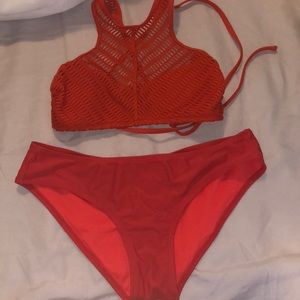 orange crochet bikini